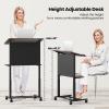 imageGiantex Mobile Podium Stand Adjustable Rolling Laptop Desk with 4 Wheels amp Tilting Desktop SittoStand Lectern Podium Standing Desk wStorage Shelf amp Cable Hole for Classroom Church Home Office 11