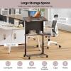 imageGiantex Mobile Podium Stand Adjustable Rolling Laptop Desk with 4 Wheels amp Tilting Desktop SittoStand Lectern Podium Standing Desk wStorage Shelf amp Cable Hole for Classroom Church Home Office 12