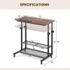 imageGiantex Mobile Standing Desk Adjustable Rolling Computer Desk wTilting Desktop amp Storage Shelves PC Laptop Table Small Compact Desk on Wheels for Small Space Living Room amp Bedroom Black OakRustic Brown