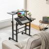 imageGiantex Mobile Standing Desk Adjustable Rolling Computer Desk wTilting Desktop amp Storage Shelves PC Laptop Table Small Compact Desk on Wheels for Small Space Living Room amp Bedroom Black OakBlack
