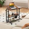 imageGiantex Mobile Standing Desk Adjustable Rolling Computer Desk wTilting Desktop amp Storage Shelves PC Laptop Table Small Compact Desk on Wheels for Small Space Living Room amp Bedroom Black OakRustic Brown