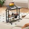 imageGiantex Mobile Standing Desk Adjustable Rolling Computer Desk wTilting Desktop amp Storage Shelves PC Laptop Table Small Compact Desk on Wheels for Small Space Living Room amp Bedroom Black OakBlack Oak