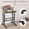 imageGiantex Mobile Standing Desk Adjustable Rolling Computer Desk wTilting Desktop amp Storage Shelves PC Laptop Table Small Compact Desk on Wheels for Small Space Living Room amp Bedroom Black OakWalnut