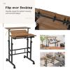imageGiantex Mobile Standing Desk Adjustable Rolling Computer Desk wTilting Desktop amp Storage Shelves PC Laptop Table Small Compact Desk on Wheels for Small Space Living Room amp Bedroom Black OakWalnut