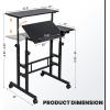 imageGiantex Mobile Standing Desk Adjustable Rolling Computer Desk wTilting Desktop amp Storage Shelves PC Laptop Table Small Compact Desk on Wheels for Small Space Living Room amp Bedroom Black OakBlack