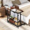 imageGiantex Mobile Standing Desk Adjustable Rolling Computer Desk wTilting Desktop amp Storage Shelves PC Laptop Table Small Compact Desk on Wheels for Small Space Living Room amp Bedroom Black OakRustic Brown