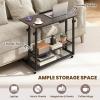 imageGiantex Mobile Standing Desk Adjustable Rolling Computer Desk wTilting Desktop amp Storage Shelves PC Laptop Table Small Compact Desk on Wheels for Small Space Living Room amp Bedroom Black OakBlack Oak