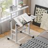 imageGiantex Mobile Standing Desk Adjustable Rolling Computer Desk wTilting Desktop amp Storage Shelves PC Laptop Table Small Compact Desk on Wheels for Small Space Living Room amp Bedroom Black OakWhite