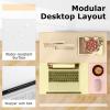 imageGiantex Mobile Standing Desk Adjustable Rolling Computer Desk wTilting Desktop amp Storage Shelves PC Laptop Table Small Compact Desk on Wheels for Small Space Living Room amp Bedroom Black OakWhite