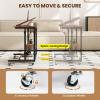 imageGiantex Mobile Standing Desk Adjustable Rolling Computer Desk wTilting Desktop amp Storage Shelves PC Laptop Table Small Compact Desk on Wheels for Small Space Living Room amp Bedroom Black OakRustic Brown