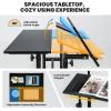 imageGiantex Mobile Standing Desk Adjustable Rolling Computer Desk wTilting Desktop amp Storage Shelves PC Laptop Table Small Compact Desk on Wheels for Small Space Living Room amp Bedroom Black OakBlack
