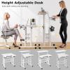 imageGiantex Mobile Standing Desk Adjustable Rolling Computer Desk wTilting Desktop amp Storage Shelves PC Laptop Table Small Compact Desk on Wheels for Small Space Living Room amp Bedroom Black OakWhite