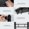 imageGiantex Mobile Standing Desk Adjustable Rolling Computer Desk wTilting Desktop amp Storage Shelves PC Laptop Table Small Compact Desk on Wheels for Small Space Living Room amp Bedroom Black OakBlack