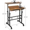 imageGiantex Mobile Standing Desk Adjustable Rolling Computer Desk wTilting Desktop amp Storage Shelves PC Laptop Table Small Compact Desk on Wheels for Small Space Living Room amp Bedroom Black OakWalnut