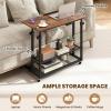 imageGiantex Mobile Standing Desk Adjustable Rolling Computer Desk wTilting Desktop amp Storage Shelves PC Laptop Table Small Compact Desk on Wheels for Small Space Living Room amp Bedroom Black OakRustic Brown