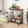 imageGiantex Mobile Standing Desk Adjustable Rolling Computer Desk wTilting Desktop amp Storage Shelves PC Laptop Table Small Compact Desk on Wheels for Small Space Living Room amp Bedroom Black OakRustic Brown