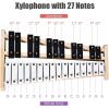 imageGiantex Percussion Glockenspiel Bell Kit 30 Notes with Carry Case Practice Pad Adjustable Height Stand Bell Mallets Wooden Sticks Music Stand Xylophone Percussion Instrument SetPine Wood  Aluminum