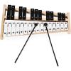 imageGiantex Percussion Glockenspiel Bell Kit 30 Notes with Carry Case Practice Pad Adjustable Height Stand Bell Mallets Wooden Sticks Music Stand Xylophone Percussion Instrument SetPine Wood  Aluminum