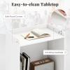 imageGiantex Portable Podium Stand Lectern Podium with 2 Storage Shelves 4 Universal Wheels Mobile Speaking Podium Hostess Stand Pulpits Rolling Laptop Desk Cart for Church Classroom Black 1 PackWhite