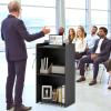 imageGiantex Portable Podium Stand Lectern Podium with 2 Storage Shelves 4 Universal Wheels Mobile Speaking Podium Hostess Stand Pulpits Rolling Laptop Desk Cart for Church Classroom Black 1 PackBlack