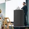imageGiantex Portable Podium Stand Lectern Podium with 2 Storage Shelves 4 Universal Wheels Mobile Speaking Podium Hostess Stand Pulpits Rolling Laptop Desk Cart for Church Classroom Black 1 PackBlack