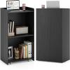 imageGiantex Portable Podium Stand Lectern Podium with 2 Storage Shelves 4 Universal Wheels Mobile Speaking Podium Hostess Stand Pulpits Rolling Laptop Desk Cart for Church Classroom Black 1 PackBlack
