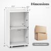 imageGiantex Portable Podium Stand Lectern Podium with 2 Storage Shelves 4 Universal Wheels Mobile Speaking Podium Hostess Stand Pulpits Rolling Laptop Desk Cart for Church Classroom Black 1 PackWhite