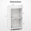 imageGiantex Portable Podium Stand Lectern Podium with 2 Storage Shelves 4 Universal Wheels Mobile Speaking Podium Hostess Stand Pulpits Rolling Laptop Desk Cart for Church Classroom Black 1 PackWhite