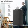imageGiantex Portable Podium Stand Lectern Podium with 2 Storage Shelves 4 Universal Wheels Mobile Speaking Podium Hostess Stand Pulpits Rolling Laptop Desk Cart for Church Classroom Black 1 PackBlack