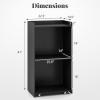 imageGiantex Portable Podium Stand Lectern Podium with 2 Storage Shelves 4 Universal Wheels Mobile Speaking Podium Hostess Stand Pulpits Rolling Laptop Desk Cart for Church Classroom Black 1 PackBlack