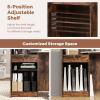 imageGiantex Reception Desk Front Counter Desk with Lockable Drawer Oval Tabletop amp Adjustable Shelf Retail Register Stand Checkout Table for Office Beauty Salon Reception Room White amp Rustic BrownWhite  Rustic Brown
