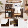 imageGiantex Reception Desk Front Counter Desk with Lockable Drawer Oval Tabletop amp Adjustable Shelf Retail Register Stand Checkout Table for Office Beauty Salon Reception Room White amp Rustic BrownWhite  Rustic Brown