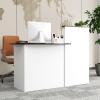 imageGiantex Reception Desk Front Counter Desk with Lockable Drawer Oval Tabletop amp Adjustable Shelf Retail Register Stand Checkout Table for Office Beauty Salon Reception Room White amp Rustic BrownBlack  White