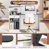 imageGiantex Reception Desk Front Counter Desk with Lockable Drawer Oval Tabletop amp Adjustable Shelf Retail Register Stand Checkout Table for Office Beauty Salon Reception Room White amp Rustic BrownBlack  White