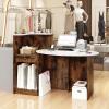 imageGiantex Reception Desk Front Counter Desk with Lockable Drawer Oval Tabletop amp Adjustable Shelf Retail Register Stand Checkout Table for Office Beauty Salon Reception Room White amp Rustic BrownWhite  Rustic Brown