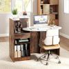 imageGiantex Reception Desk Front Counter Desk with Lockable Drawer Oval Tabletop amp Adjustable Shelf Retail Register Stand Checkout Table for Office Beauty Salon Reception Room White amp Rustic BrownWhite  Rustic Brown