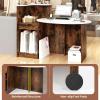 imageGiantex Reception Desk Front Counter Desk with Lockable Drawer Oval Tabletop amp Adjustable Shelf Retail Register Stand Checkout Table for Office Beauty Salon Reception Room White amp Rustic BrownWhite  Rustic Brown