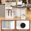 imageGiantex Reception Desk Front Counter Desk with Lockable Drawer Oval Tabletop amp Adjustable Shelf Retail Register Stand Checkout Table for Office Beauty Salon Reception Room White amp Rustic BrownBlack  White