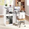 imageGiantex Reception Desk Front Counter Desk with Lockable Drawer Oval Tabletop amp Adjustable Shelf Retail Register Stand Checkout Table for Office Beauty Salon Reception Room White amp Rustic BrownBlack  White