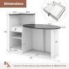 imageGiantex Reception Desk Front Counter Desk with Lockable Drawer Oval Tabletop amp Adjustable Shelf Retail Register Stand Checkout Table for Office Beauty Salon Reception Room White amp Rustic BrownBlack  White