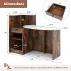 imageGiantex Reception Desk Front Counter Desk with Lockable Drawer Oval Tabletop amp Adjustable Shelf Retail Register Stand Checkout Table for Office Beauty Salon Reception Room White amp Rustic BrownWhite  Rustic Brown