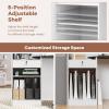 imageGiantex Reception Desk Front Counter Desk with Lockable Drawer Oval Tabletop amp Adjustable Shelf Retail Register Stand Checkout Table for Office Beauty Salon Reception Room White amp Rustic BrownBlack  White