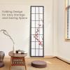 imageGiantex Room Divider 4 Panel 6FT Room Dividers Folding Privacy Screen Oriental Shoji Screen for Room Separation Portable Freestanding Japanese Wall Partition with Plum Blossom Design White
