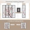 imageGiantex Room Divider 4 Panel 6FT Room Dividers Folding Privacy Screen Oriental Shoji Screen for Room Separation Portable Freestanding Japanese Wall Partition with Plum Blossom Design White