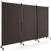 imageGiantex Room Divider Large Single Panel 73W x 73H Privacy Screen with Lockable Wheels Rolling Room Divider Panel for Home Office Studio Partition Fabric Wall Divider for Room Separation BrownBrown