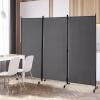 imageGiantex Room Divider Large Single Panel 73W x 73H Privacy Screen with Lockable Wheels Rolling Room Divider Panel for Home Office Studio Partition Fabric Wall Divider for Room Separation BrownGrey
