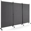 imageGiantex Room Divider Large Single Panel 73W x 73H Privacy Screen with Lockable Wheels Rolling Room Divider Panel for Home Office Studio Partition Fabric Wall Divider for Room Separation BrownGrey