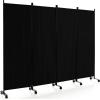 imageGiantex Room Divider Large Single Panel 73W x 73H Privacy Screen with Lockable Wheels Rolling Room Divider Panel for Home Office Studio Partition Fabric Wall Divider for Room Separation BrownBlack