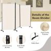 imageGiantex Room Divider Large Single Panel 73W x 73H Privacy Screen with Lockable Wheels Rolling Room Divider Panel for Home Office Studio Partition Fabric Wall Divider for Room Separation BrownBeige