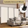 imageGiantex Room Divider Large Single Panel 73W x 73H Privacy Screen with Lockable Wheels Rolling Room Divider Panel for Home Office Studio Partition Fabric Wall Divider for Room Separation BrownBeige